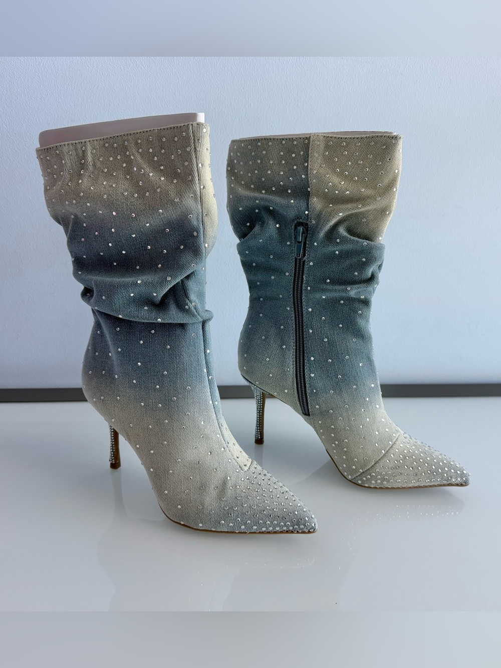 Thalia Sodi Women's Blue Ombré Raquell Slouch Embellished Dress Boots Size 6